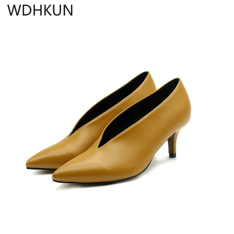 WDHKUN/2019 популярная женская обувь с острым носком на тонком каблуке для девушек