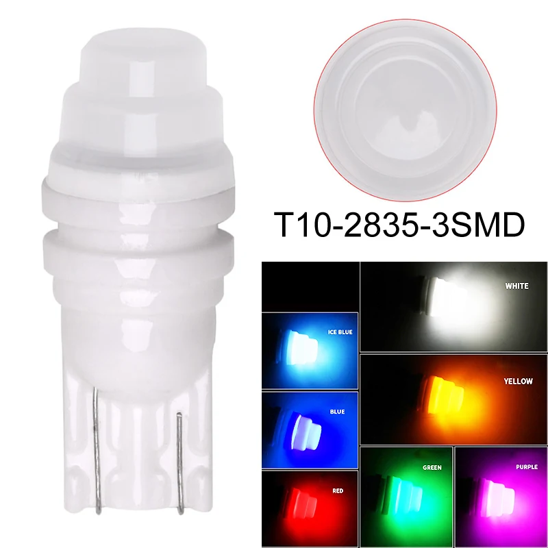 

1x Ceramic T10 W5W LED Light Side Marker Bulb Auto Car Interior T10 194 168 501 Led Door Light white blue red yellow green Pink