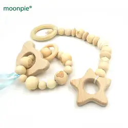 Новый набор из натурального дерева Бусы мишки Прорезыватель звезды зубное кольцо кормящих детские игрушки Прорезыватель новорожденного