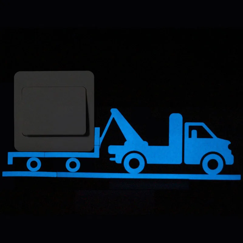 Ночной синий светильник, светящийся Переключатель, стикер, креативный мультфильм, флуоресцентный стикер на стену s, темное свечение, украшение для дома