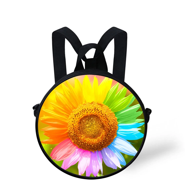 

fancy floral prints kids round bags kindergarten backpack adjustable shoulder bags for kid small round bag for children