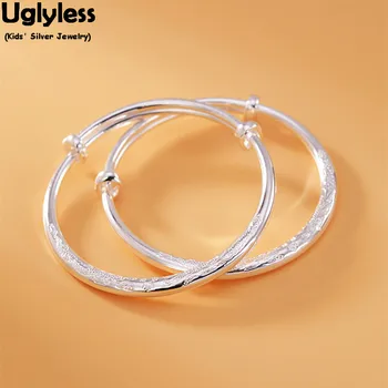 

Uglyless 1pair Classic Dragon phoenix bracelets for Babies Adjustable 99% Full Silver Push-pull Bangles Kids Gifts Fine Jewelry