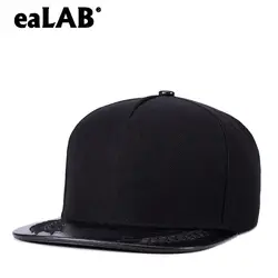 EaLAB Для мужчин хип-хоп Snapback Кепки s Для женщин без каблука Кепки хип-хоп Шапки для женщин из искусственной кожи прямой козырек черный