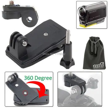 

4in1 360 Rotating Clip Mount Clamp +Release Plate +Screw +Pouch for SONY Action Cam HDR-AS20/AS30V/AS100V/AS200V/AZ1 Mini/FDR-X