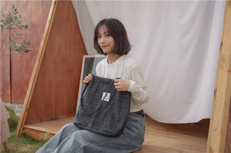 women bags shopping bag plaid women's handbag (29)