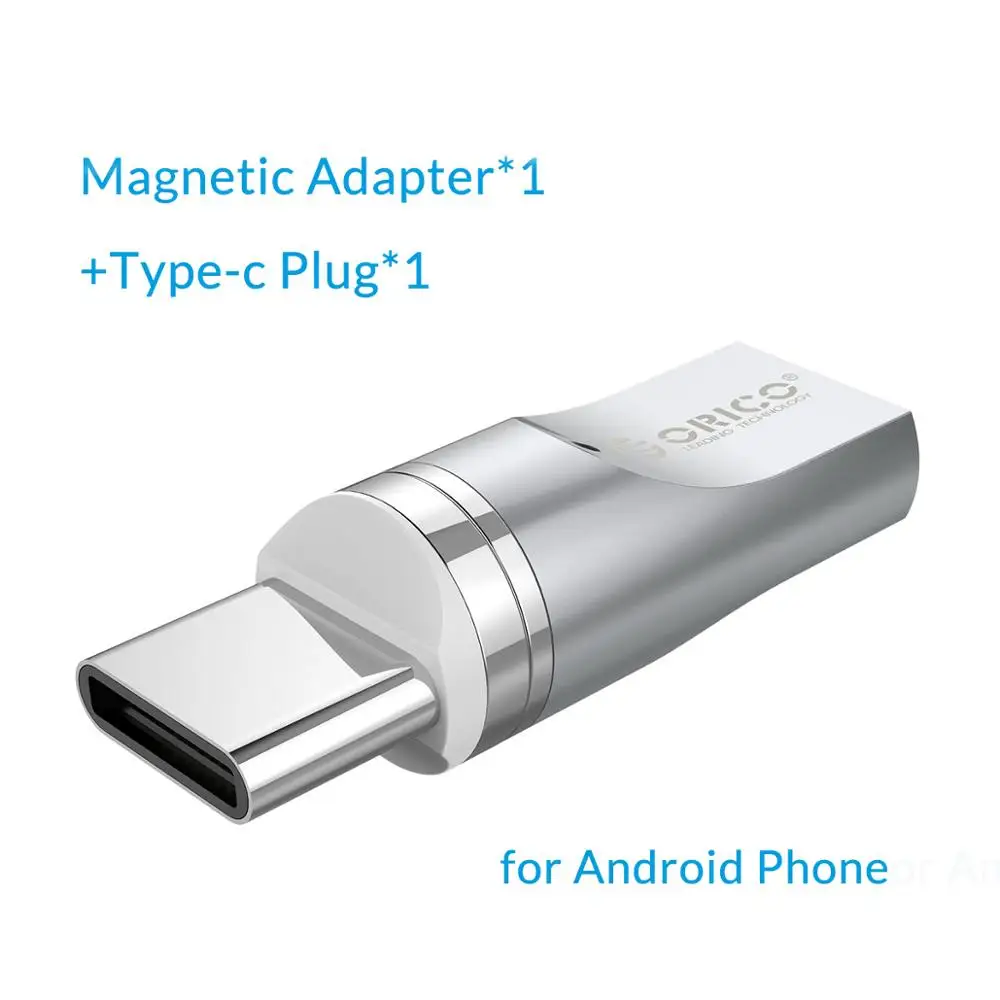 Магнитный адаптер ORICO Micro USB для устройств Android, разъем для зарядки для мобильных телефонов iphone, samsung, huawei, Xiaomi - Цвет: MT01-SV