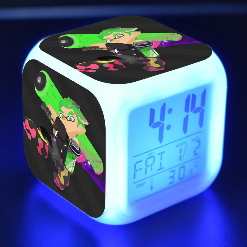 Splatoon мультяшный будильник детские игрушки Led reloj будильник, цифровой Электронные часы с будильником Пробуждение свет стол reveil wekker - Цвет: 17