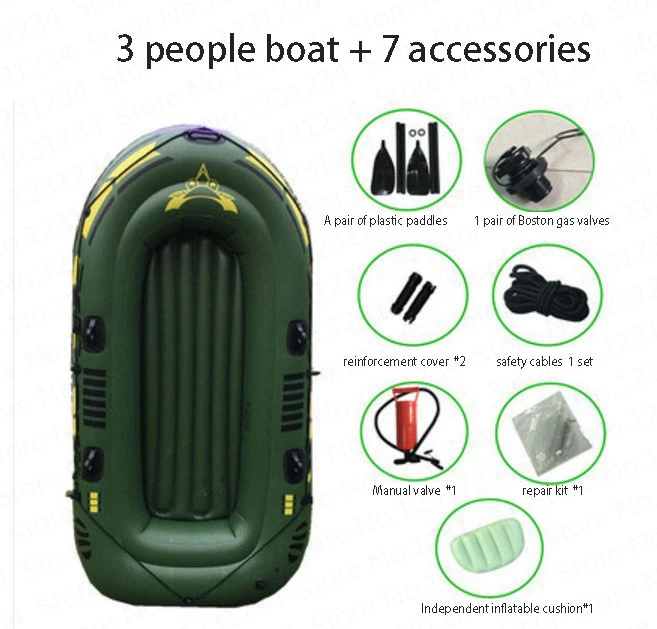 15% LM1243 супер утолщение ПВХ надувной лодке зеленый рыбацкая лодка с запасными Запчасти 200 кг нагрузка 2/3/4 лиц