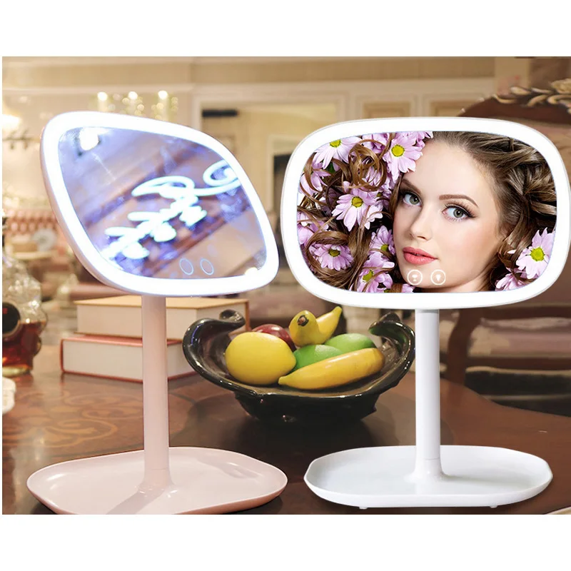 

47 LEDS Makeup Mirror with LED Light Portable 360 Degree Rotation Desktop Mirror Touch Screen Makeup Adjustable Vanity Mirror