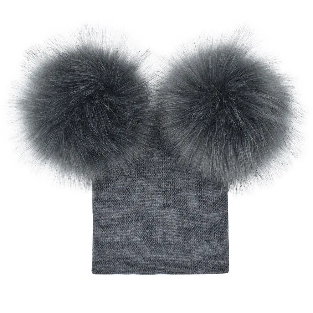 

2018 Multitrust Brand Kids Baby Warm Winter Wool Knit Beanie Fur Pom Pom Bobble Lovely Cute Solid Simple Hat Cap SS