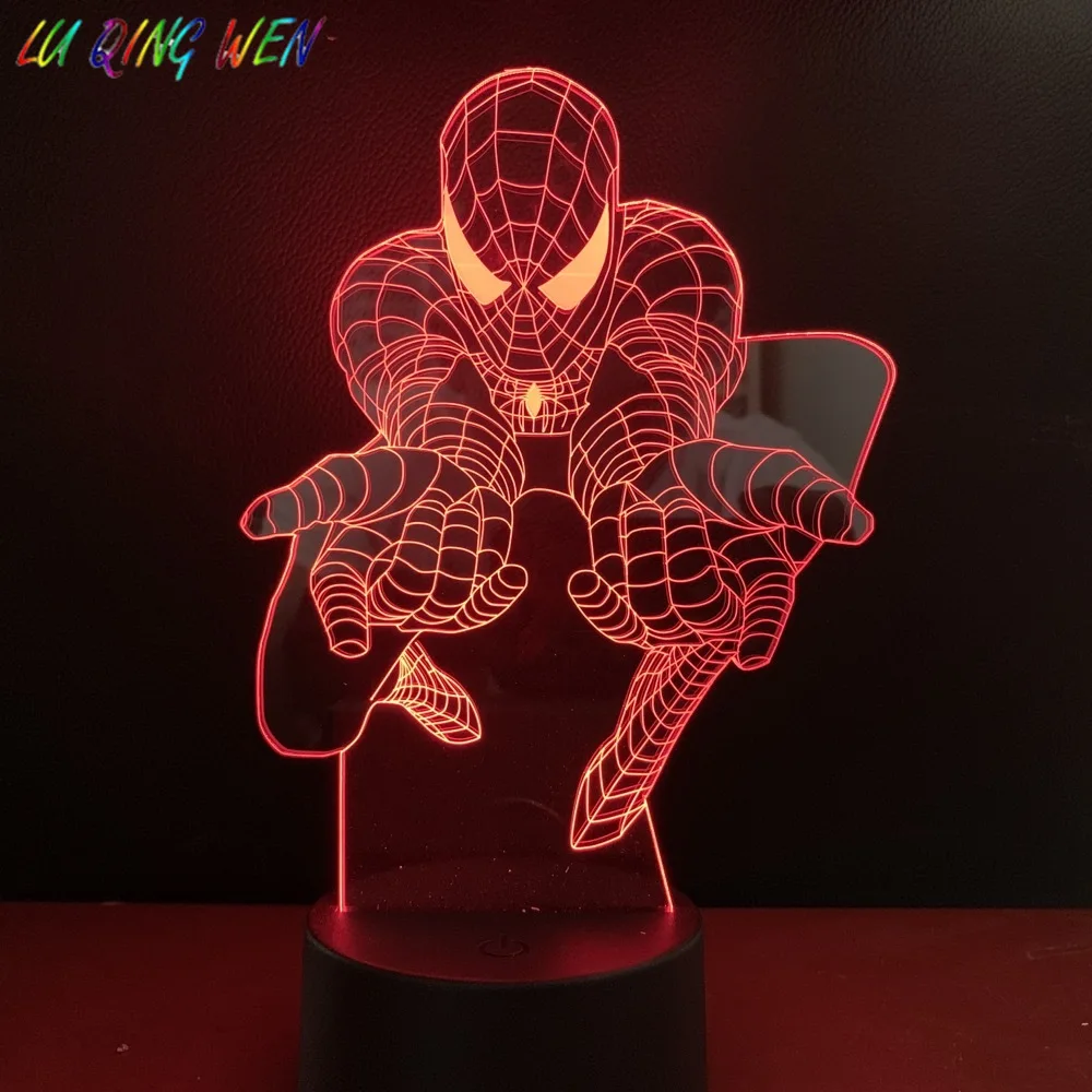 Us 11 99 40 Off Dc Marvel Superhero Spider Man Figure Kids Led Night Light Bedroom Decor Nightlight Child Birthday Gift 3d Night Lamp Spiderman In