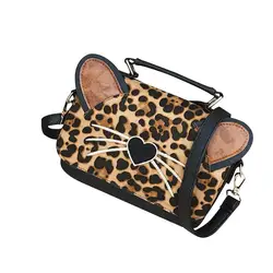 Женская мода Leopard сумка личности Креста тела сумки кот Сумка с сердцем сумка сумки bolso mujer A1123