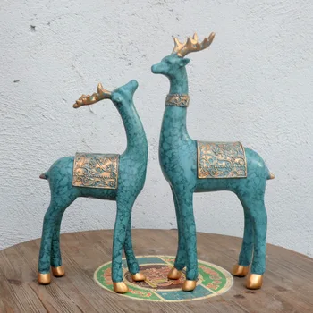 

Sika Deer Figurines Hand-Made Family Of Three Cerf Resin Crafts Home Ornaments Office Business Decor Gifts 2Pcs/set L3054