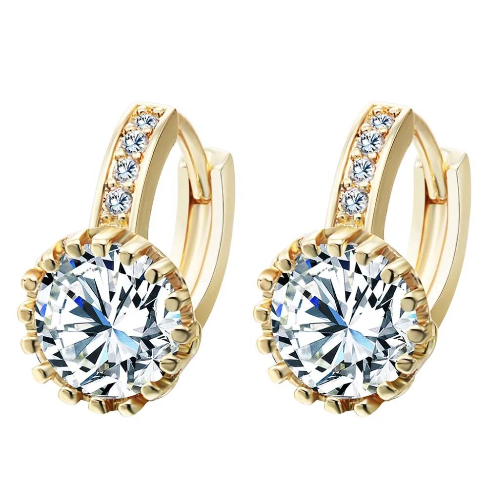 QIAMNI Beautiful Cubic Zirconia Lovely Hoop Earrings for Women Jewelry