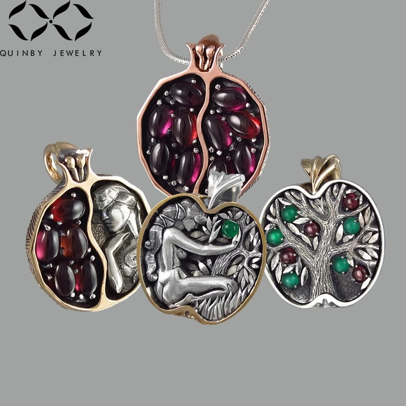 

Quinby Natural Stone necklace women vintage hollow crystal necklace tree gem stone chocker necklace garnet pendant Collar Q3