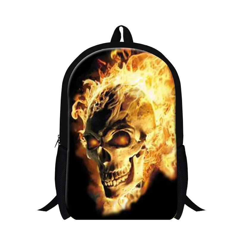 

Trendy Mens's Pirate Fire Skull Print Shoulder Backpack Punk Rock Style Travel Bagpack Children Boys Mojo School Bags Mochilas