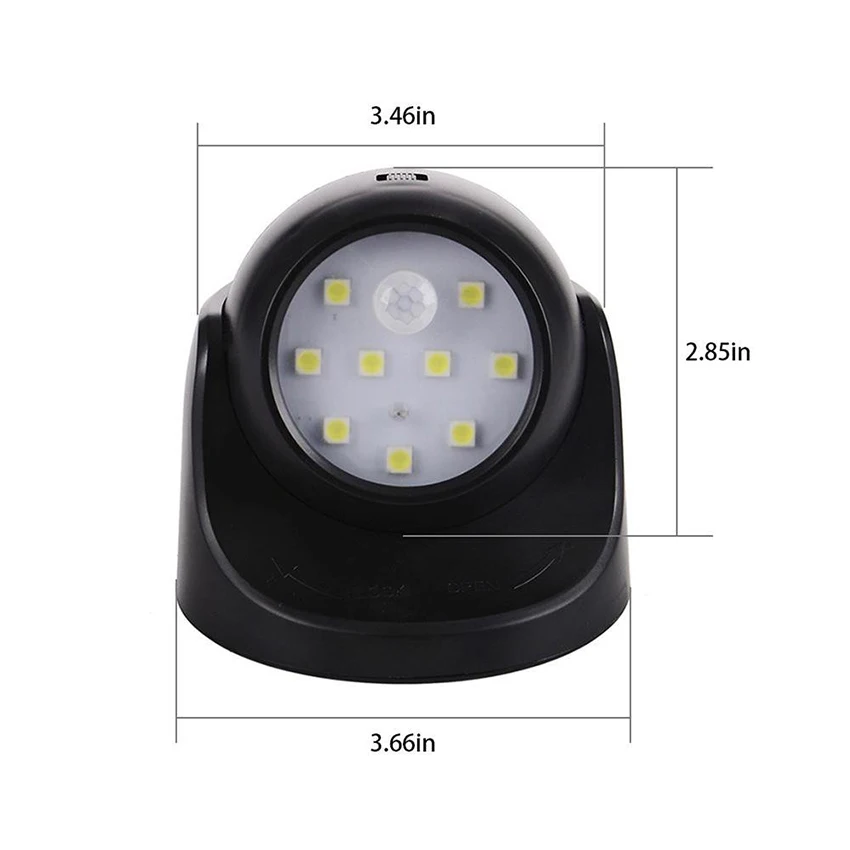  PIR Motion Sensor 9 Led Night Light 360 Degree Rotation Wireless Detector Night Light Wall Lamp Aut - 32870619114