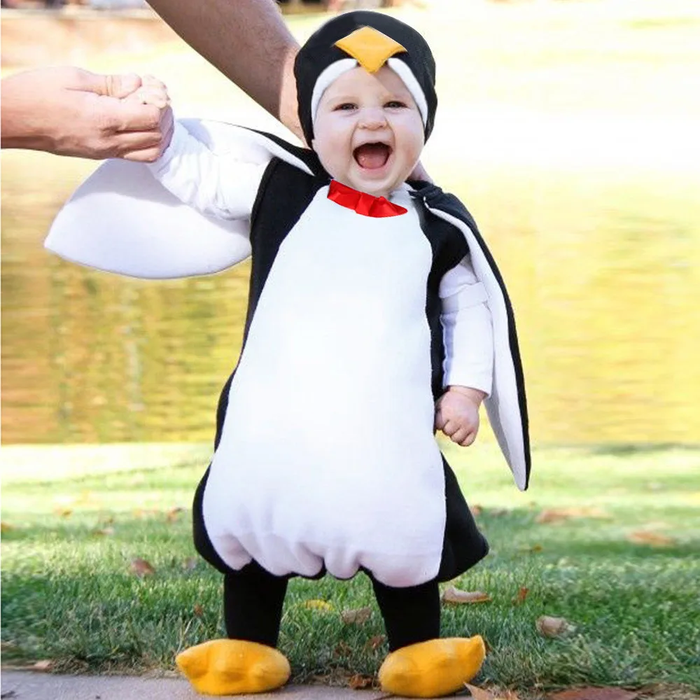 

Baby Boys Girls Carnival Halloween Costume Romper Kids Clothes Set Toddler Cosplay penguin Jumpsuits Infant Clothes F3