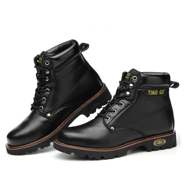 Winter Men Shoes Work Safety Boot Men Safety Shoes Military Boots Yellow Steel Toe Tactical Desert Combat Ankle Boots Footwear - Цвет: B215-Black