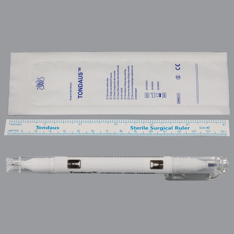 

New Arrival Permanent Tattoo Surgical Sterile Dual Tip Skin 3pcs Marker Pens 3pcs Rulers Set Cosmetic Positioning Piercing Pen