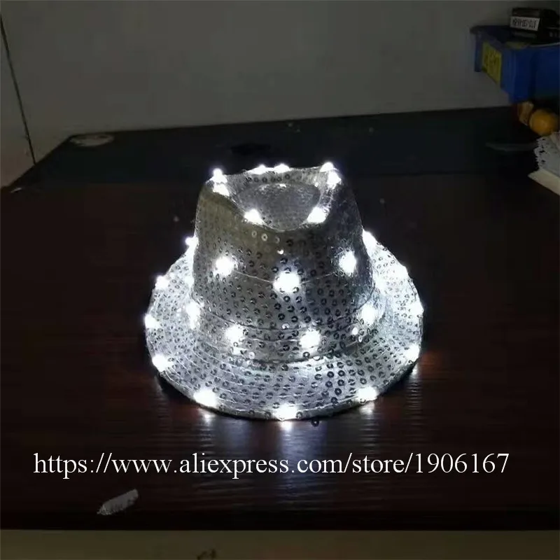  LED Glowing Hat Luminous Flashing Hat With Battery Often Bright LED Monochrome Helmet Show Activities Accessories02