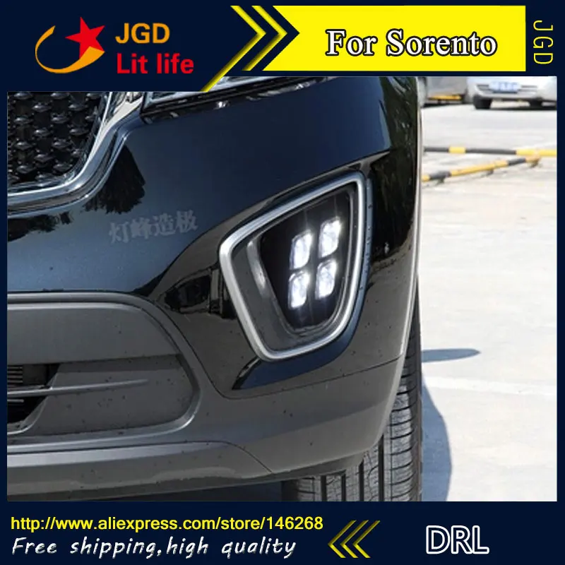 Free shipping ! 12V 6000k LED DRL Daytime running light for Kia Sorento 2015 2016 fog lamp frame Fog light Car styling Free shipping ! 12V 6000k LED DRL Daytime running light for Kia Sorento 2015 2016 fog lamp frame Fog light Car styling