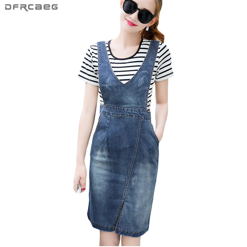 2018 Casual Big V Neck Denim Dress Women Strapless Backless Suspender Dresses Vintage Ripped Jeans Vestidos Tank Mini Sundress