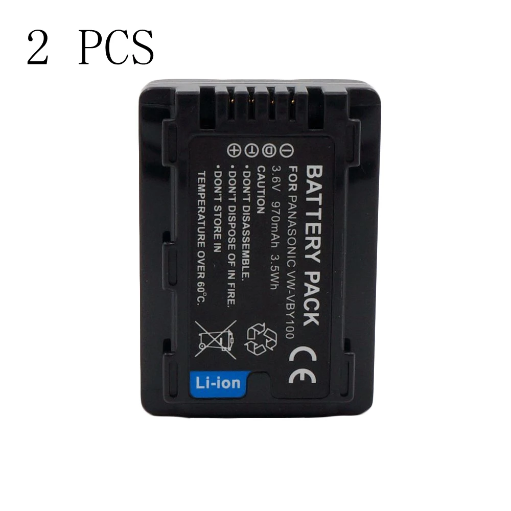WHCYonline 2 шт. 970 мАч VW-VBY100 VW VBY100 Аккумулятор для камеры Panasonic HC-V130 HC-V130K HC-V201 HC-V201K HC-V110