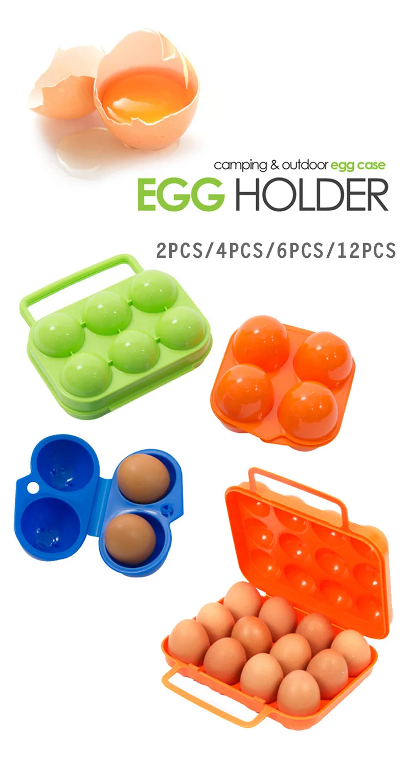 2pcs Egg Carrier Portable Folding Container Storage Box for Camping