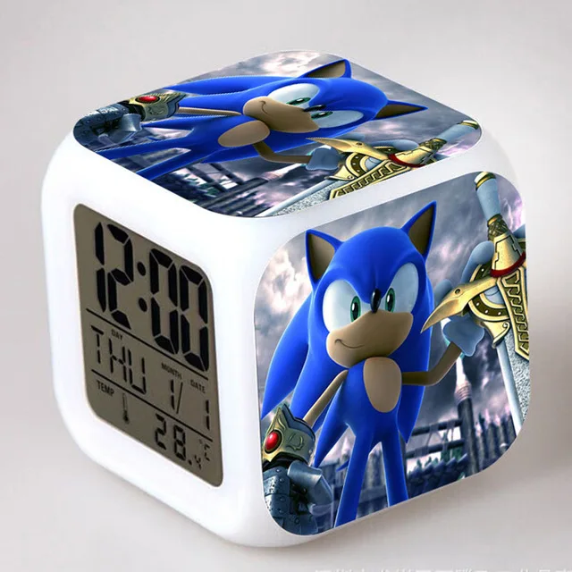 Sonic the Hedgehog светодиодный Будильник хвосты Miles Prower часы reloj despertador цифровые часы Dr. Robotnik horloge digitale Saat - Цвет: Серебристый