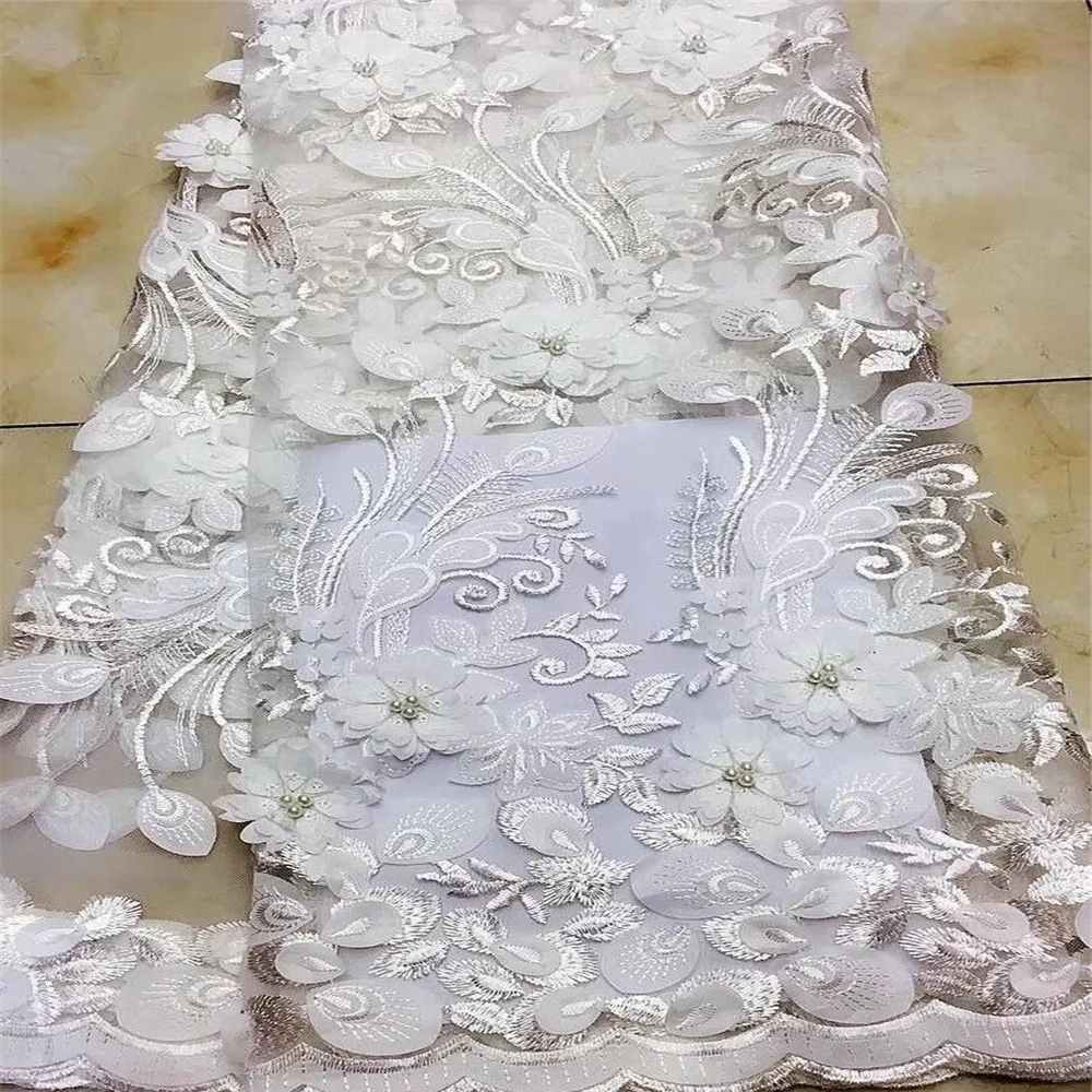 

Latest African Lace Fabric 2018 High Quality Lace 3D Flower Lace Fabric Beautiful Stones Lace For Nigerian Wedding Dress X304-2