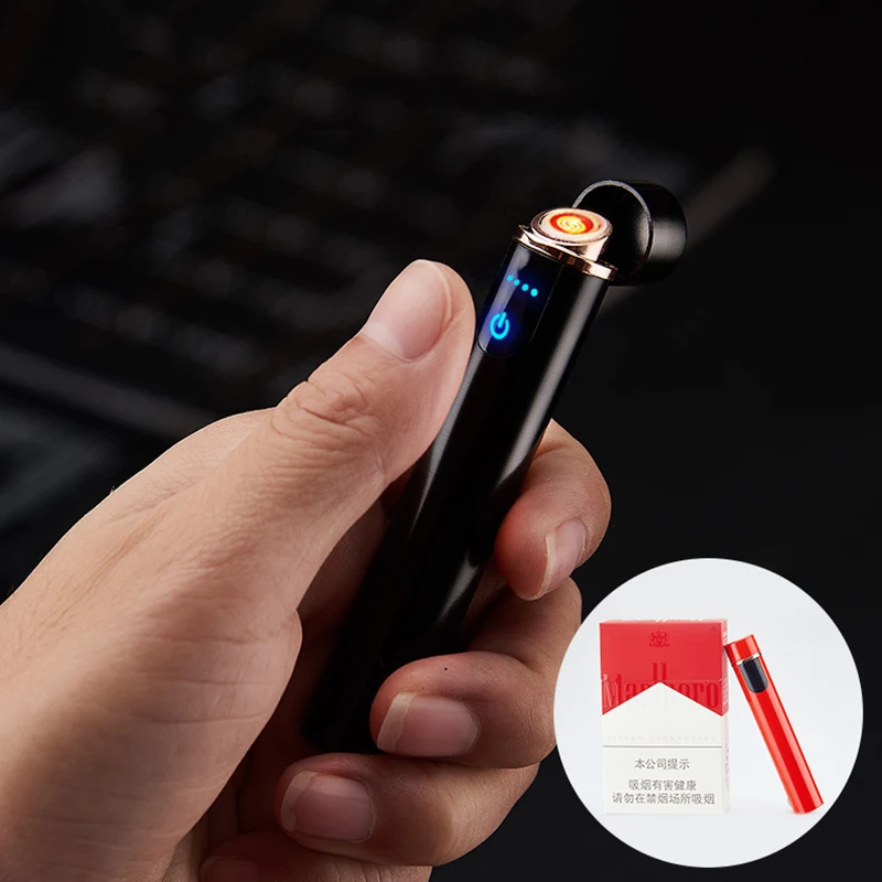 

Mini USB Charging Sensor Touch Screen Electronic Tungsten Cigarette Lighter Flameless Rechargeable Windbreak Electric Lighter