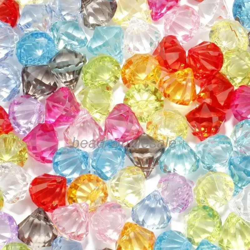 NewLots 50 Pcs Multi-Color Acrylic Crystal Teardrop Charms Pendant Beads 14x12mm