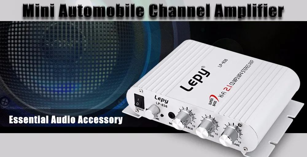 Mini Lepy LP-838 Car 3 Channel Amplifier Stereo Mega Bass 12V Hi-Fi Connect With Phone PC DVD Player MP3 MP4 Portable Subwoofer