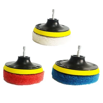 

Waxing Kit 3x Pads + 1x Plate Car Polishing Tools Power Scrubber Electric Drill Plate Household Cleaning Sofa Bathroom Tile NEW