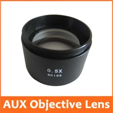 New 0.5X Power Barlow AUX Auxiliary Attachment Objective Lens Stereo Microscope Accessories Fitting Accessory M48*0.75 W.D=165MM 2 pcs stereo microscope 0 3x auxiliary objective lens barlow lens with 1 7 8 48mm mounting thread