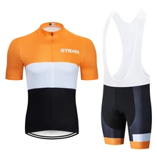 

2019 TEAM STRAVA Cycling clothing 9D Gel pad Shorts Bike Jersey set Ropa Ciclismo Mens pro Maillot Culotte clothing