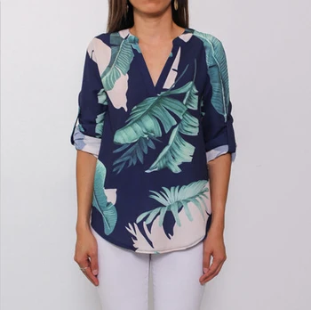 

arrival Womens Ladies V Neck Floral Shirt Ladies Casual Loose Tops Blouse Half Sleeve Women Summer Clothing