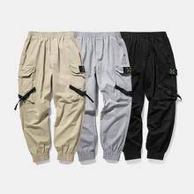 Брюки карго весна/осень повседневные брюки мужские хлопковые Модные мужские Брендовые брюки боковой карман лента уличная винтажная брюки