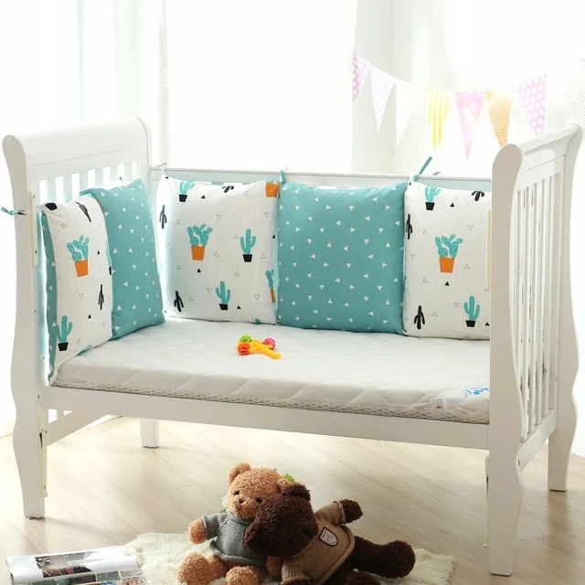 5 Pcs/Set Baby Bumper Removable Washable Breathable AB Color Baby