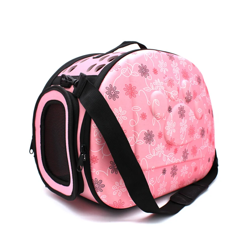 Pink-Flower Pattern Сумка-переноска для собак с рисунком кота, складная сумка для путешествий на открытом воздухе, рюкзак на плечо для маленьких собак, щенков, кошек, сумка для переноски - Цвет: Pink-Flower Pattern