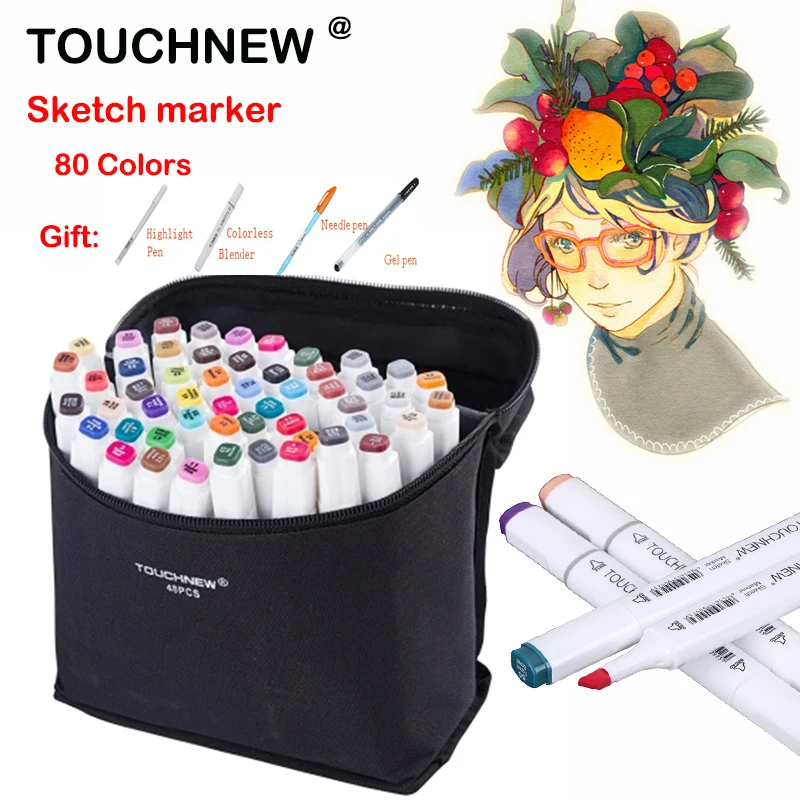 

TOUCHNEW 80 Colors Sketch Marker Double Headed Alcohol Oily Mark Students Design Hand-painted Art Marker School Supplies