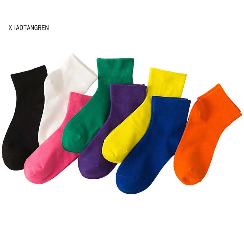 

Cotton Solid Rainbow Socks Fashion hosiery van gogh looney tunes short socks calze donna socs women yellow skarpetki fluffy Sock