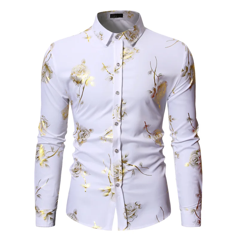white and gold dress shirt mens