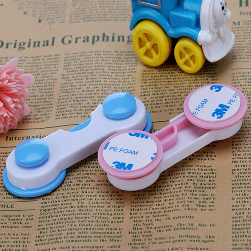 5 قطعة الطفل أقفال الأشرطة سلامة الطفل قفل خزانة قفل الثلاجة المرحاض الطفل درج قفل زر مشبك الشحن المجاني