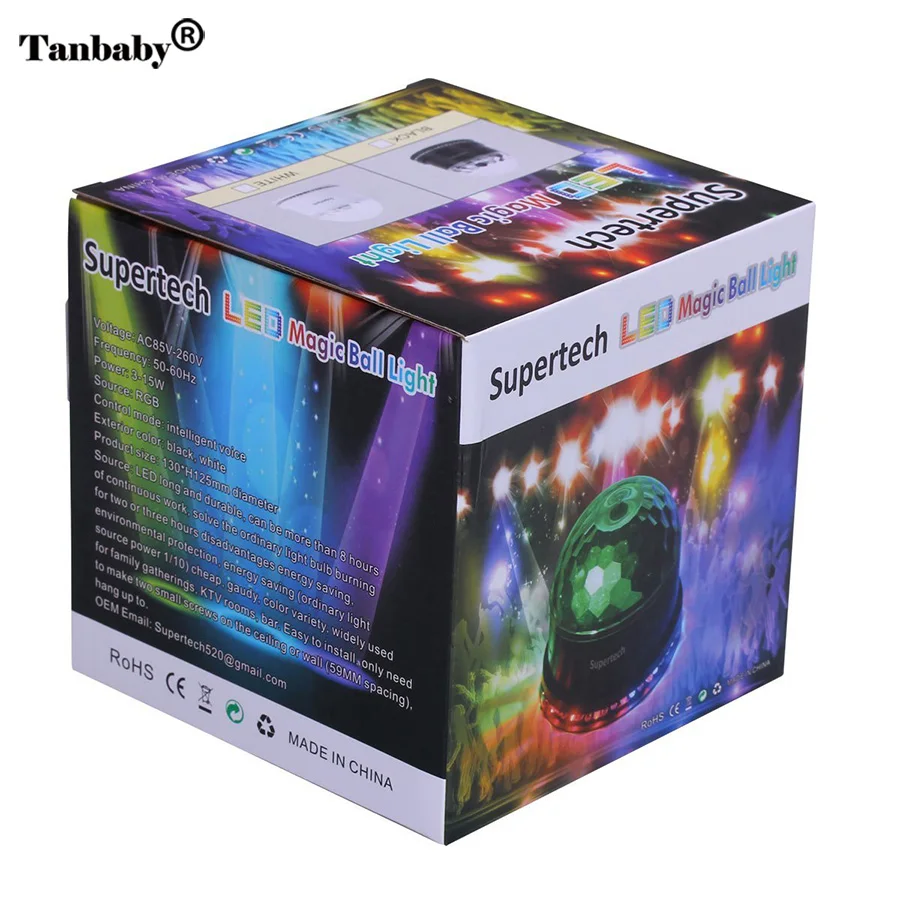 Tanbaby 48 светодио дный LED RGB сценический Свет Звук Активированный Авто RGB Мини Вращающийся волшебный диско шар стробоскоп люминесцентные