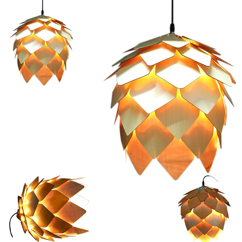 

Modern minimalist wooden chandelier bar coffee table wood lamp bedroom Nordic restaurant chandelier wood pine cone chandelier