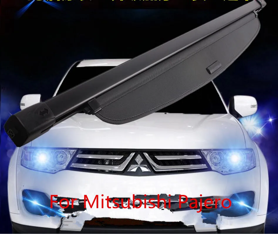 

JINGHANG For Car Rear Trunk Security Shield Cargo Cover Fit For Mitsubishi Pajero Sport 2012-2015 (black beige)