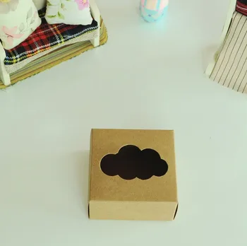 

Free shipping .7.5*7.2*4CM,Kraft Paper Box with window Handmade Soap Box 200piece\lot
