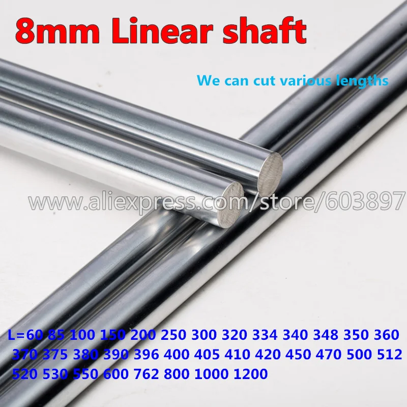 . smooth hardened steel rods 400 mm chrome 8 mm shaft 2 pack plated
